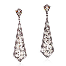 Silver Rose Cut Polki Diamond Dangle Earring