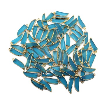 Brass Blue Chalcedony Connector Jewelry