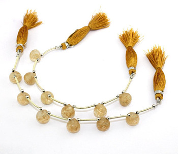 Gold Rutile Onion Shape Faceted Briolette Bead