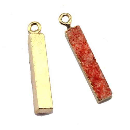 Natural Orange Druzy Connector Bar Shape