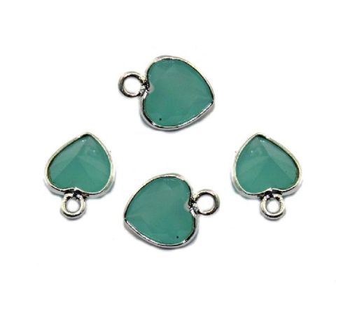 Silver Plated Aqua Chalcedony Connector