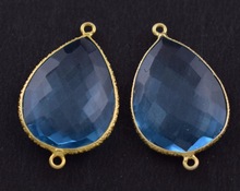 Zee Rodium Brass Blue Topaz Connector Pendant