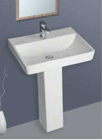Rectangular Ceramic Plain Pedestal Wash Basin, For Home, Restaurant, Feature : Durable, High Quality