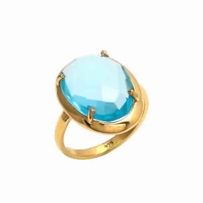 Blue Topaz Hydro Sterling Silver Prong Set Ring