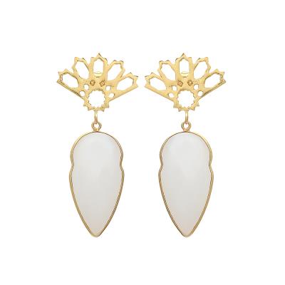 Milky Chalcedony New Fashion Designer Earring, Purity : 925 Sterling Silver