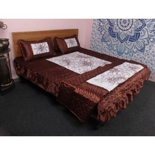 Silk Bed Cover Set Sheet, For Home, Pattern : Printed