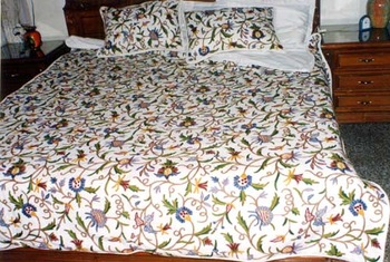 Hand-embroidered Crewel Bedspread