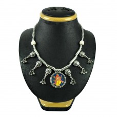 925 Sterling Silver Jewelry Trendy Pearl and Inlay Ganesha Picture Necklace