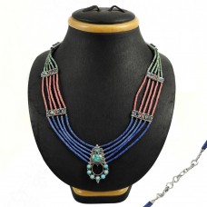 Big Dreamer !! 925 Sterling Silver Coral, Turquoise, Lapis Tibet Bohemian Necklace Al Por Mayor