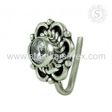 Scrumptious CZ Gemstone 925 Sterling Silver Nose Pin Jewelry