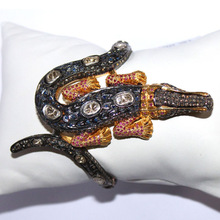 Memoria Jewels 925 Sterling Silver Blue Sapphire Cuff Bracelet, Gender : Women's