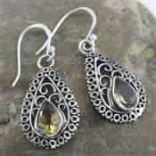 CITRINE GEMSTONE 925 STERLING SILVER EARRING