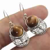 DESIGNER TIGER EYE 925 STERLING SILVER EARRING