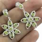 FLOWERING PERIDOT GEMSTONE SILVER EARRINGS