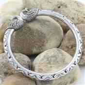 HANDMADE PEACOCK DESIGN SILVER BANGLE