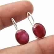 RUBY GEMSTONE SILVER EARRING