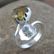 SMOKY QUARTZ ROUGH 925 STERLING SILVER RING