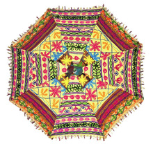 100 % Cotton Jaipur Embroidery Traditional Umbrellas, Color : Customized Color