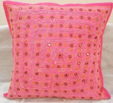 Pink Colour Print Mirror Cushion Cover, For Car, Chair, Decorative, Room Decor Used