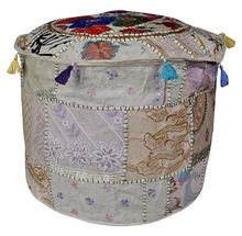 Royal Patchwork Round Pouf Cover, For Home Storage, Feature : Eco-friendly