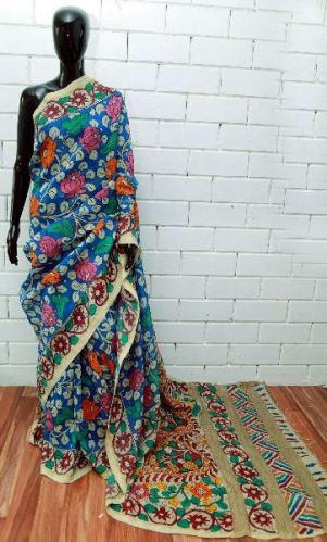 Printed Penkalamkari Tassar Saree, Feature : Comfortable