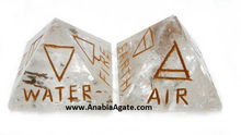 Crystal Quartz Engraved 4 Elements Pyramid, For New Age Metaphysical, Style : Feng Shui