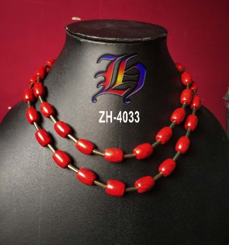 Polished Red Beads Necklace, Packaging Type : Plastic Packet