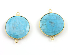 Vermeil Gold-925 Sterling SilverTurquoise Gemstone Connector