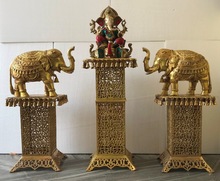 Brass Elephant Statue With Decorative Lord Ganesh