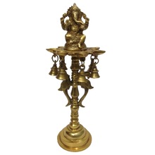 Aakrati Brass Ganesha With Deepak Handmade, Technique : Polished, Moulding