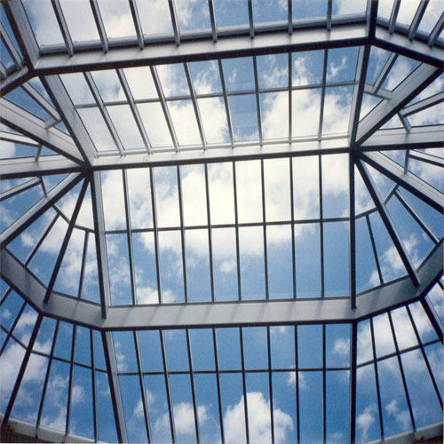 Polished Glass Roof Structure, For Buildings, Complexes, Malls, Offices, Color : Shiny Silver