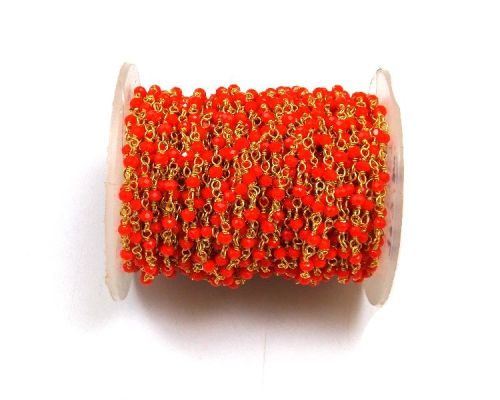 Gold Coral Beaded Rosary Chain