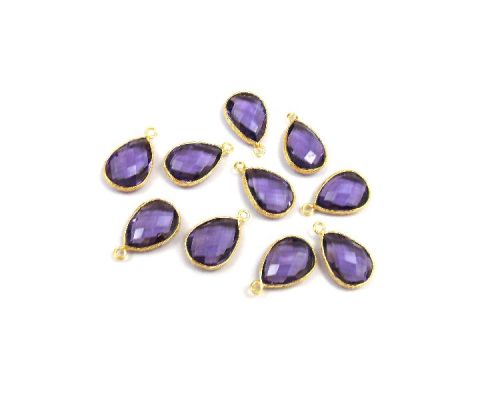 Natural Amethyst Quartz Bezel Connector