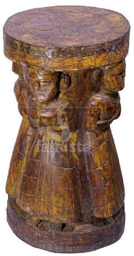 Antique Look Wooden Stool, Color : Light Yellow