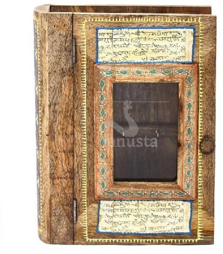 Book Shaped Wooden Key Holder Box, Color : Brown