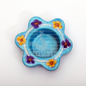 Flower Shaped Blue Pottery Tea Light Holder