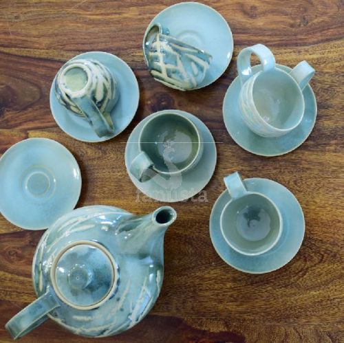 Gaia Ceramic Tea Set, Color : Green