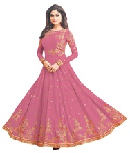 Resham Embroidery Semi-Stitched Anarkali Suit, Age Group : Adults