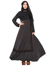 Stylish Satin Lace Work Plain Anarkali Abaya Burkha