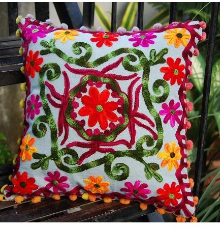 SUZANI EMBROIDERED DECORATIVE SOFA PILLOW CUSHION COVER BOHEMIAN BOHO DECOR