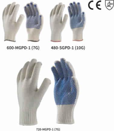 Cotton Knitted Seamless Gloves With PVC Dots