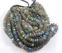 Natural Flashy Blue Fire Labradorite Faceted Roundel Beads