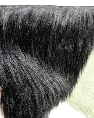 Black Long Pile Fur Fabric, For Making Garments Soft Toys, Pattern : Plain