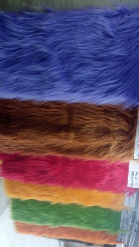 Multicolor Long Pile Fur Fabric, For Making Garments Soft Toys, Pattern : Plain