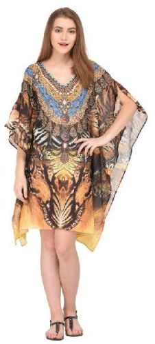 Yellow Designer Printed Kaftan, Size : XS, M, XL, XXL