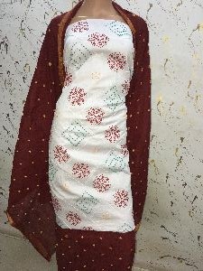 Block Print Hand Work Dress Material, For Making Textile Garments, Pattern : Printed