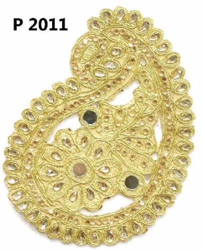 Gold Zari Embroidery Patches and Neck Patch