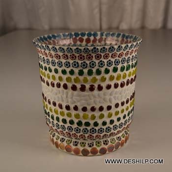 DESHILP OVERSEAS Glass FLOWER MOSAIC VOTIVE VASE, Style : New Classical/Post-modern
