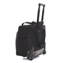 Black And Brown Colour Leather Trolley Travel Bag