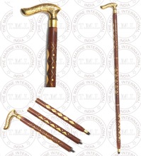 Brass Design Handle Walking Cane